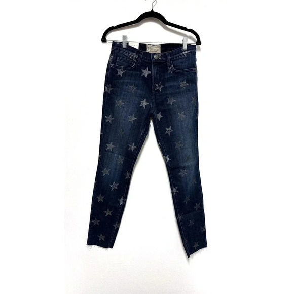 NWT $268 Current/Elliott Slim Cropped Straight Leg Jean Rollin Star Print - Picture 2 of 6